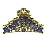 Haargreifer L Vintage Haarkneifer Haarklammer Metall & Strass lila violett gold 5119e